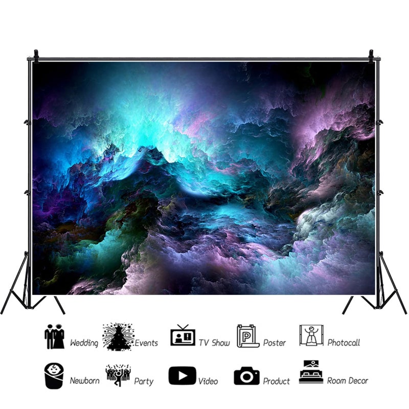 AOFOTO 10x7ft Mysterious Galaxy Nebula Backdrop Futuristic Sci-fi Purple Blue Clouds Photography Background Universe Outer Space Cosmic Milky Way Photo Backdrop Kids Adult Birthday Photo Shoot Props - Image 2
